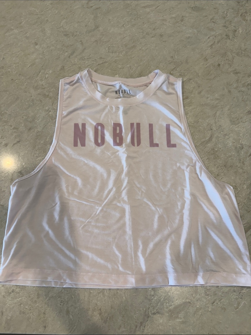 NOBULL light Pink Cropped Muscle Tank with Dusty Pink Logo